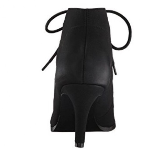 Black Lace Up Peep Toe Cut Out Caged Ankle Booties - Picture 6 of 6